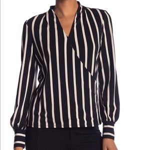 Adrianna Pappell striped faux wrap blouse